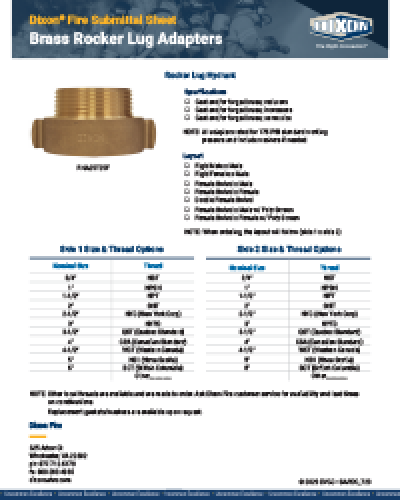 Fire Submittal Sheet- Brass Rocker Lug Adapters